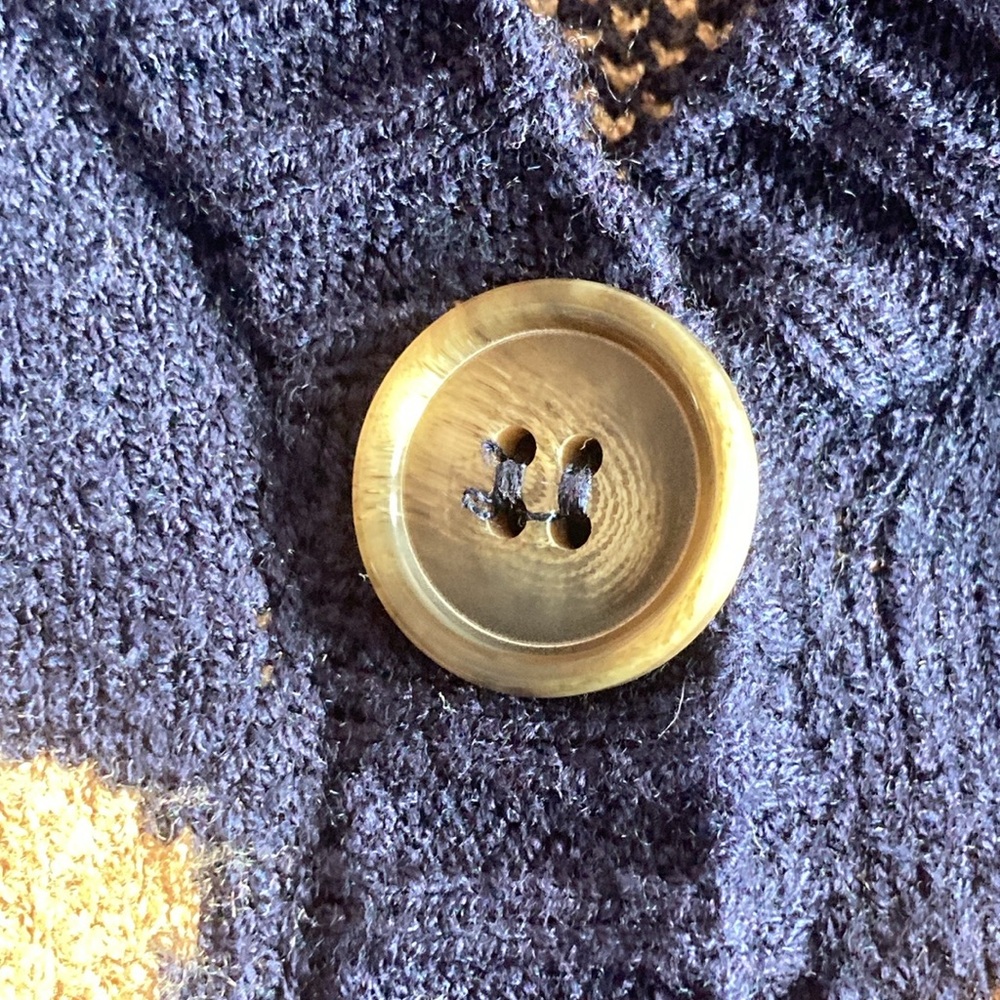 Les Serein Women Navy polka dot Cardigan sweater size Large EUC - Picture 9 of 9